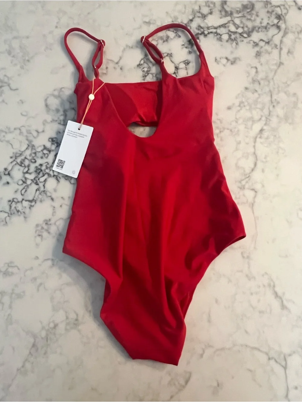 Quince Italian Cut Out One Piece Swimsuit Cherry Red XS 0-2 New MSRP $168